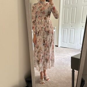 Size XS long floral dress. Elegant. Sheer. Like new.